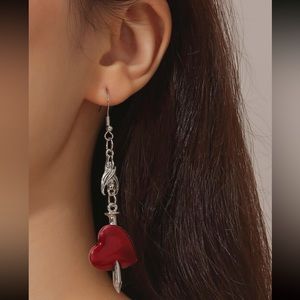 🗡️ Awesome Oversized Bat Sword Heart Drop Earrings ❤️